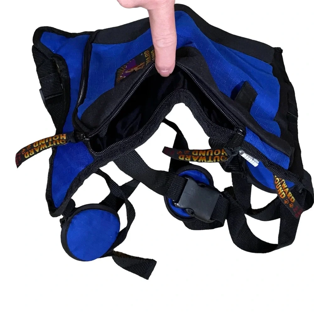 Outward Hound Blue Nylon Dog Backpack Saddlebag Size Medium